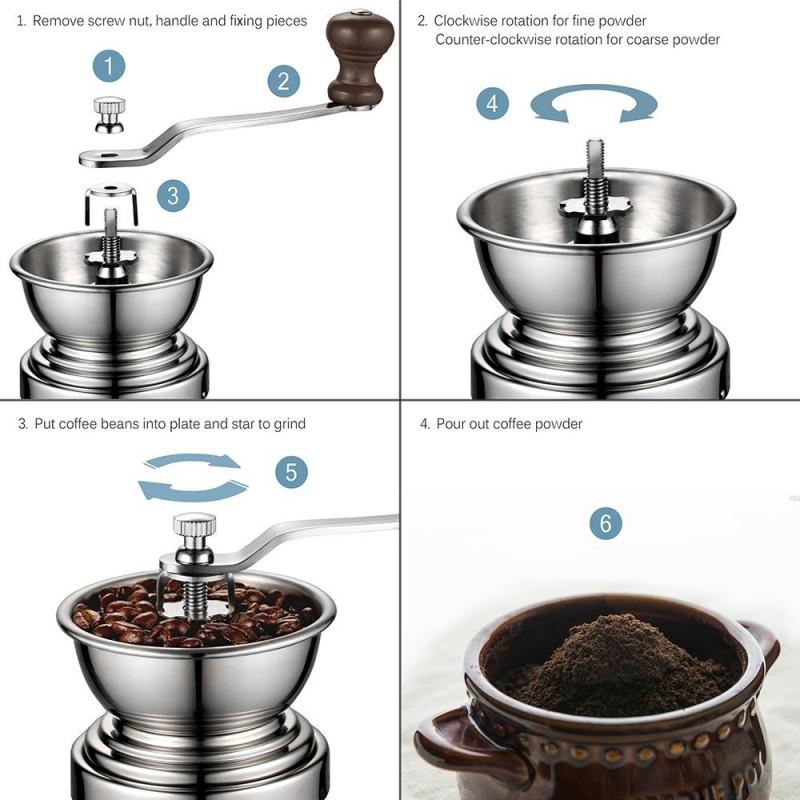 Ecooe Stainless Steel Manual Burr Coffee Grinder