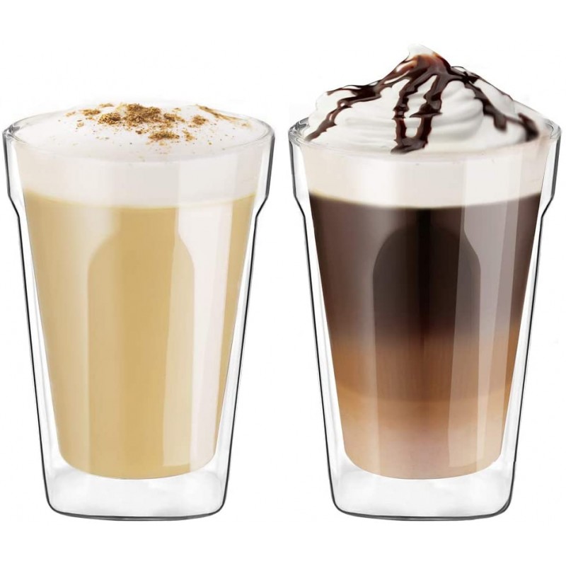 erotisch video Bepalen Ecooe Doppelwandige Cappuccino Tassen Glaser Latte Macchiato Glaser Set  Trinkgläser Kaffeeglas 2-teiliges 350ml (Volle Kapazität) φ8.9 * 13cm -  Ecooe