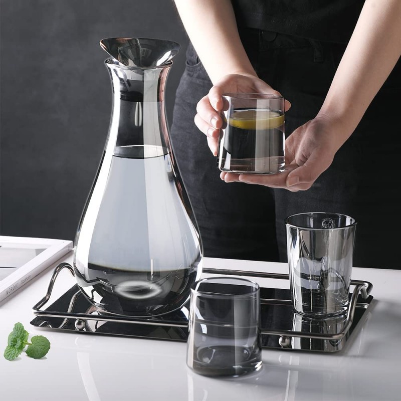 1.8L Glass Water Pitcher with Handle Heat Resisttant Cold Hot
